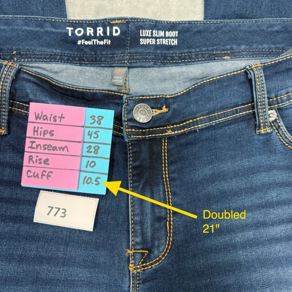 Torrid Womens 18S (Fits 38x28) Luxe‎ Slim Boot Super Stretch Dark Wash Denim